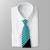 Stylish Turquoise & Black Polka Dot Monogram Strop Stropdas (Gebonden)