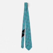 Stylish Turquoise & Black Polka Dot Monogram Strop Stropdas (Achterkant)