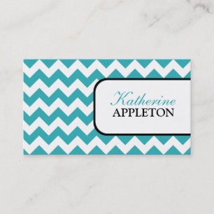 Stylish Turquoise Chevron Visitekaartjes
