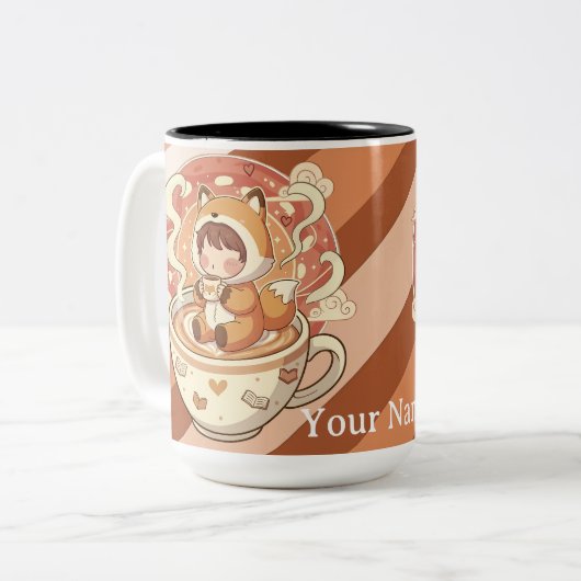 Stylish Two-Tone Fox Reading Mug (Devant gauche)