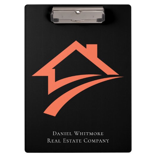 Stylish Unique Black Real Estate Agent Klembord (Voorkant)