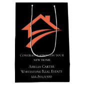 Stylish Unique Black Real Estate Agent Medium Cadeauzakje (Achterkant)