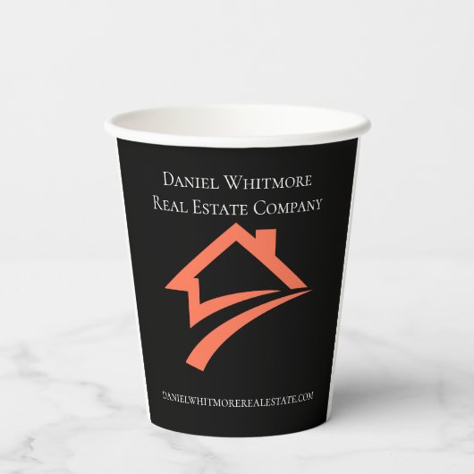 Stylish Unique Black Real Estate Agent Papieren Bekers (Achterkant)