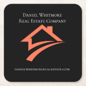 Stylish Unique Black Real Estate Agent Vierkante Kartonnen Onderzetter (Voorkant)