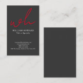 Stylish Vertical Modern Monogram Grey Red Visitekaartje (Voorkant / Achterkant)