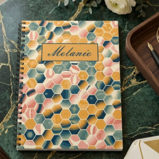 Stylish Vintage Geometric Hexagons Personalized Notitieboek
