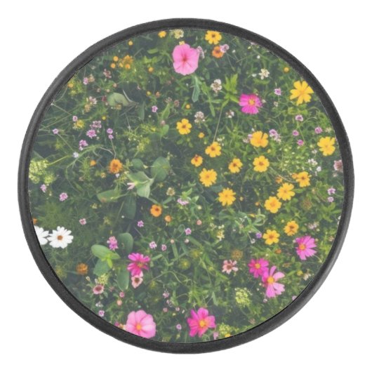 Stylish Watercolor Floral Pattern Hockey Puck (Voorkant)