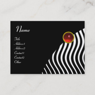 STYLISH WAVES MONOGRAM RUBY Black White Red Visitekaartje