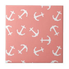 Stylish White Anchor Zee Ocean Theme Tegeltje