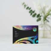 STYLISH WINGS MONOGRAM, AQUA BLUE, Teal, Turquoise Visitekaartje (Staand voorkant)