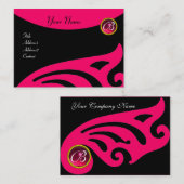 STYLISH WINGS MONOGRAM, RED RUBY, fuchsia gold Visitekaartje (Voorkant / Achterkant)