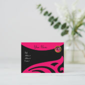 STYLISH WINGS MONOGRAM, RED RUBY, fuchsia gold Visitekaartje (Staand voorkant)