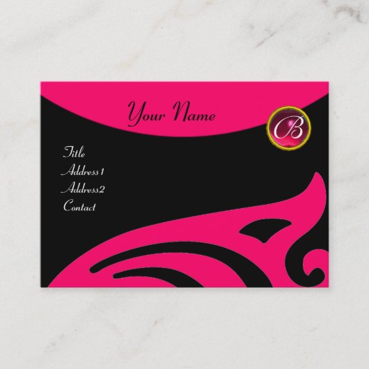 STYLISH WINGS MONOGRAM, RED RUBY, fuchsia gold Visitekaartje (Voorkant)