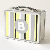 Stylish Yellow and Grey Striped Monogram (Voorkant)
