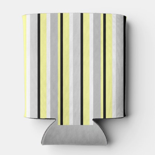 Stylish Yellow and Grey Striped Monogram Blikjeskoeler (Achterkant)