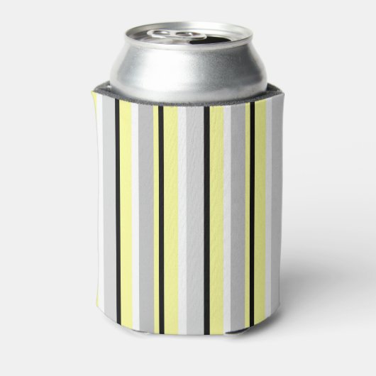 Stylish Yellow and Grey Striped Monogram Blikjeskoeler (Blikje Achterkant)