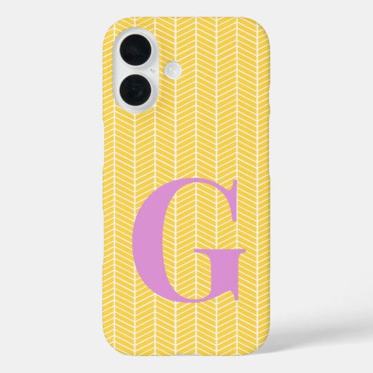 Stylish Yellow Herringbone Chevron ZigZag Monogram Case-Mate iPhone Case (Achterkant)