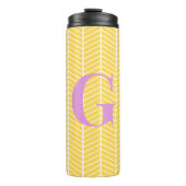 Stylish Yellow Herringbone Chevron ZigZag Monogram Thermosbeker (Voorkant)