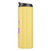 Stylish Yellow Herringbone Chevron ZigZag Monogram Thermosbeker (Geroteerd rechts)