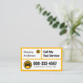 Stylish Yellow Taxi Boxes Cab Driving Visitekaartje (Staand voorkant)