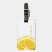 STYLISH YELLOW WHITE LEMON FRUIT CALLIGRAPHY TEKST BAGAGELABEL (Voorkant verticaal)