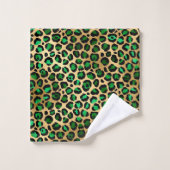 Stylish Zones Leopard Vert foncé et Gold Foil (Gant de toilette)