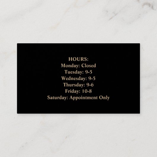 Stylist Black Gold Carte de visite avec code QR (Dos)