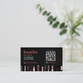 Stylist Black Roos Gold Visitekaartje met QR-code (Staand voorkant)