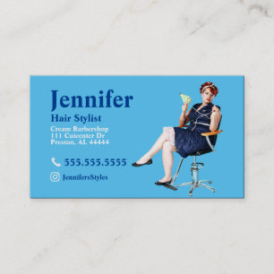 Stylist Blue Photo Visitekaartje met QR-code