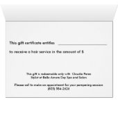 Stylist Cadeaucertificaat in wit (Binnen Horizontaal (Onder))