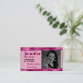 Stylist Carte de visite photo rose avec code QR (Debout devant)