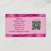 Stylist Carte de visite photo rose avec code QR (Dos)