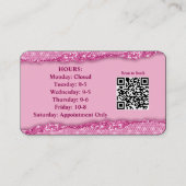 Stylist Carte de visite photo rose avec code QR (Dos)
