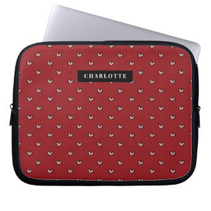Stylist Schattige Sweet Red Heart Pattern Monogram Laptop Sleeve