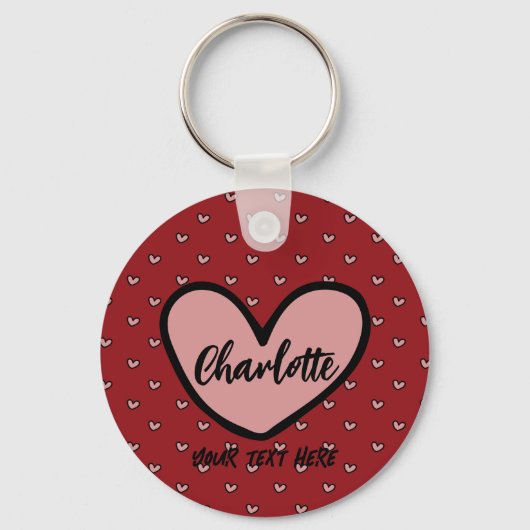 Stylist Schattige Sweet Red Heart Pattern Monogram Sleutelhanger (Voorkant)