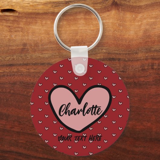 Stylist Schattige Sweet Red Heart Pattern Monogram Sleutelhanger (Achterkant)