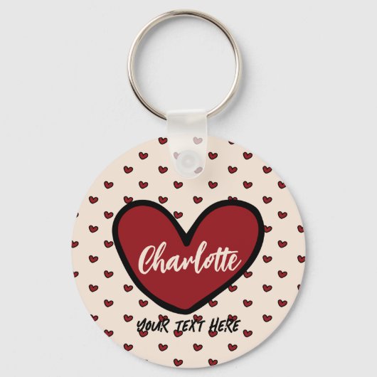 Stylist Schattige Sweet Red Heart Pattern Monogram Sleutelhanger (Achterkant)