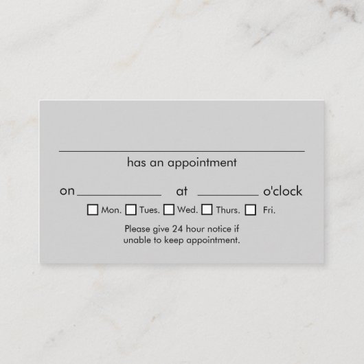 Stylist Silver Appointment Visitekaartje (Achterkant)