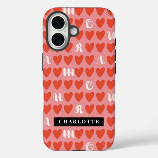 Stylist Sweet Heart Pattern Monogram iPhone Case (Achterkant)