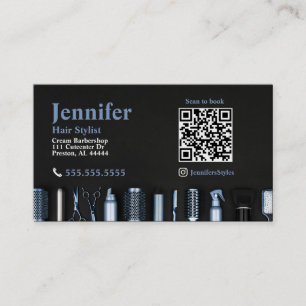 Styliste Carte de visite bleu pâle noir avec code