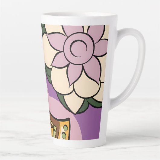 Stylized Axe and Flower Design Latte Mok (Rechts)