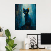 Stylized Black Cat in Moody Brushwork Poster (Thuiskantoor)