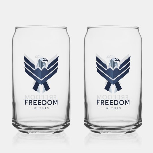 Stylized Blue Eagle "Freedom Within" Blikvorm Glas (Voorkant)
