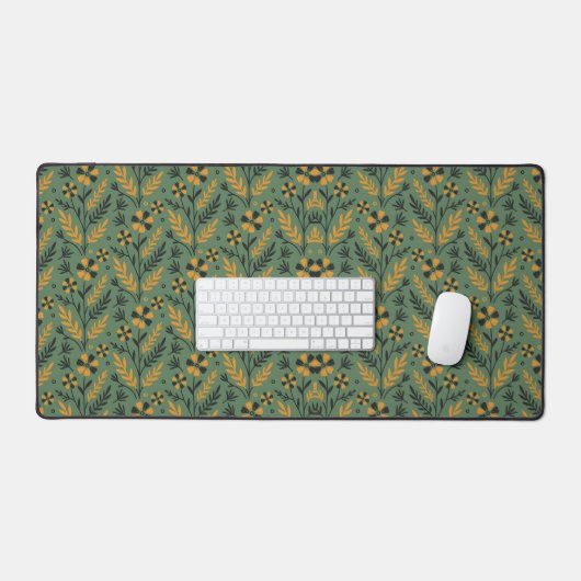 Stylized botanical orange and black floral pattern (Clavier et souris)