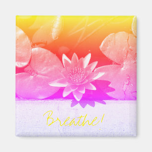 Stylized Breathe Water Lily Flower Plants Magnet