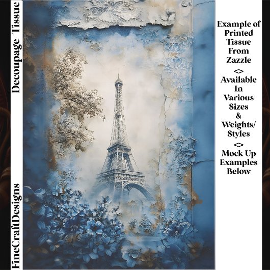 Stylized Eiffel Tower Paris Collage FE1 Decoupage Tissuepapier