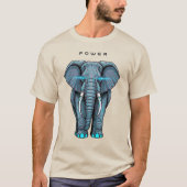 Stylized Elephant Graphic with Power Theme T-shirt (Voorkant)