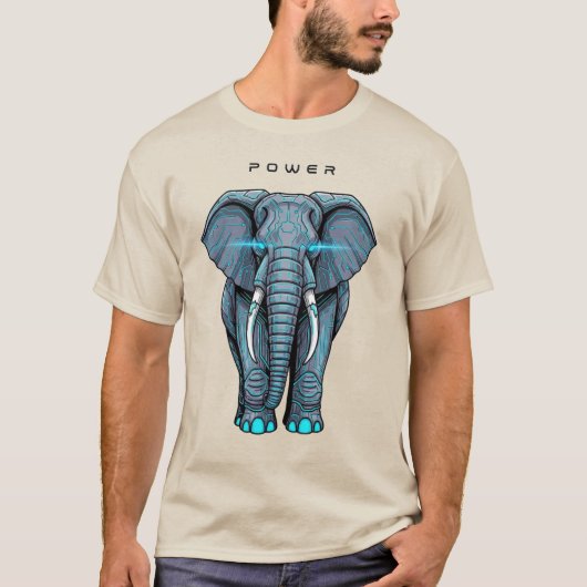 Stylized Elephant Graphic with Power Theme T-shirt (Voorkant)