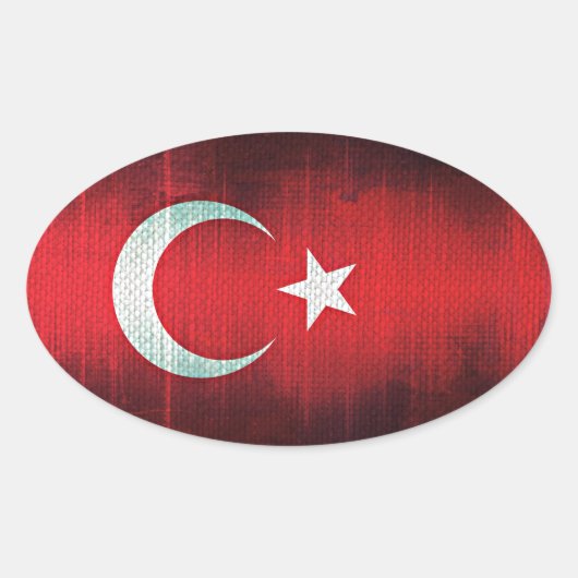 Stylized Flag of Turkey Ovale Sticker (Voorkant)