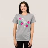 Stylized Flamingo Skeleton with Tropical Flowers Tri-Blend Shirt (Voorkant volledig)